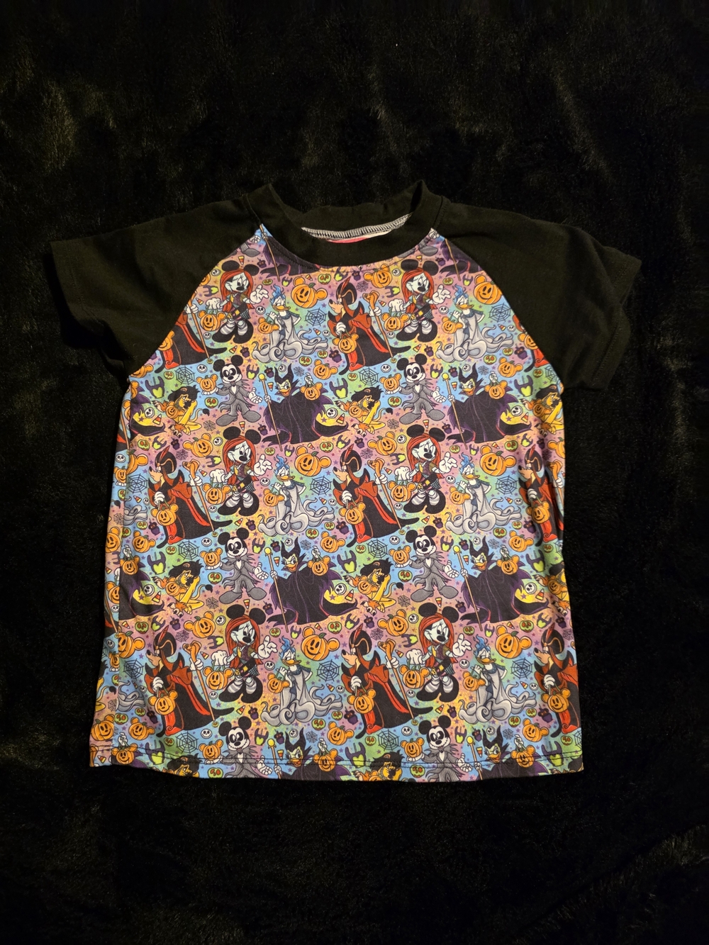 Kids Halloween Graphic Raglan Tee - Black Sleeves
